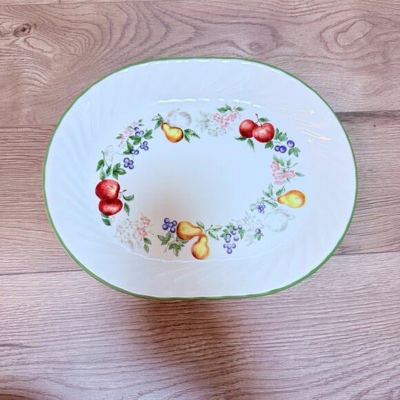 Corelle Corning Oval Serving Platter Chutney VTG 90s Dinnerware Fruit Garland - Picture 4 of 11